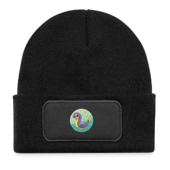 Eel Cute Kawaii Cartoon Clipart Animal Pet - Kids' Recycled Patch Beanie - black - Front