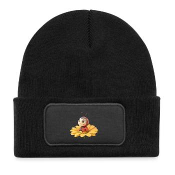 Cute ladybug on a flower - Kids' Recycled Patch Beanie - black - Front