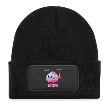 Helikopter Mutter - Kinder Recycelter Patch Beanie - Schwarz - Vorne