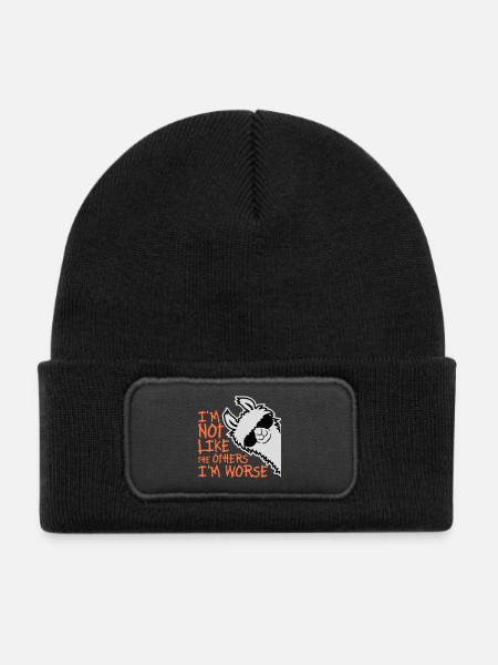 Lama Sonnenbrille Im Not Like The Others I'm Worse - Kinder Recycelter Patch Beanie - Schwarz - Vorne