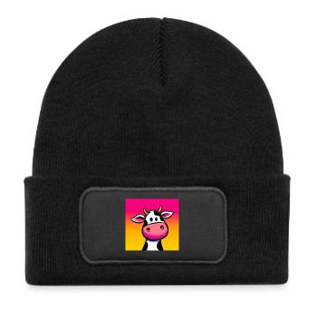 cow - Kids' Recycled Patch Beanie - black - Front