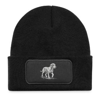 Dackel Sketch – Minimalistisches Hund Design - Kinder Recycelter Patch Beanie - Schwarz - Vorne