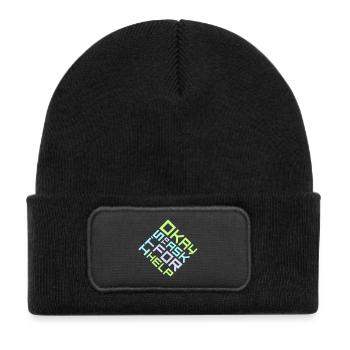 It's Okay To Ask For Help Help Questions Saying Logo - Kids' Recycled Patch Beanie - black - Front