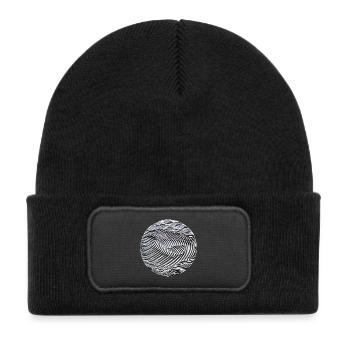 Abstract black and white waves - Kids' Recycled Patch Beanie - black - Front