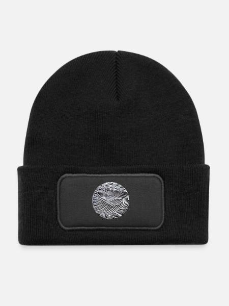 Abstrakte Schwarzweißwellen - Kinder Recycelter Patch Beanie - Schwarz - Vorne