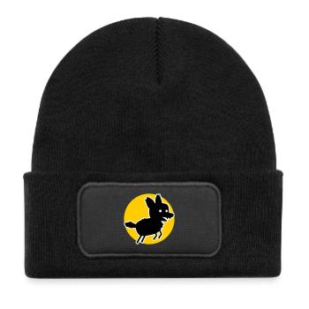 Wolf – Wild Nature Motif & Animal Welfare Statement - Kids' Recycled Patch Beanie - black - Front