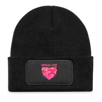 Spread love - Kids' Recycled Patch Beanie - black - Front