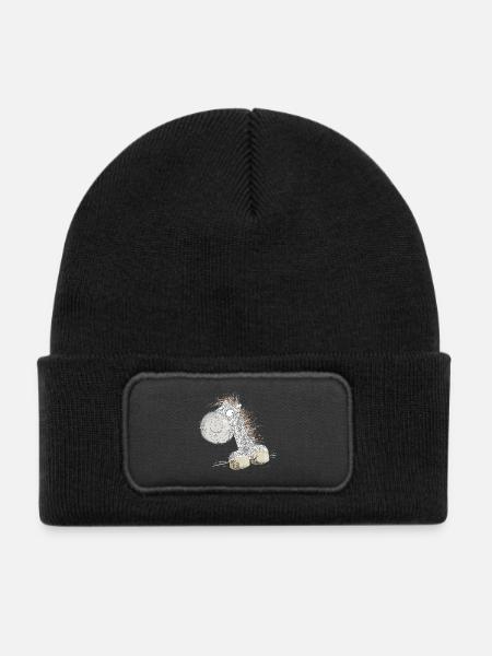 Drolliges Pferd I Pferdemotiv Für Reiter - Kinder Recycelter Patch Beanie - Schwarz - Vorne