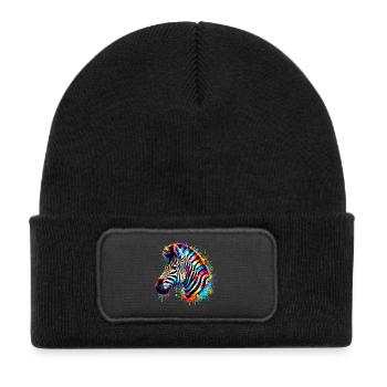Zebra - Kinder Recycelter Patch Beanie - Schwarz - Vorne