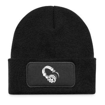 Headphone Silhouette: DJ & Music Vibes - Kids' Recycled Patch Beanie - black - Front