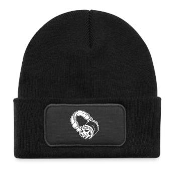 Headphone Silhouette: DJ & Music Vibes - Kids' Recycled Patch Beanie - black - Front