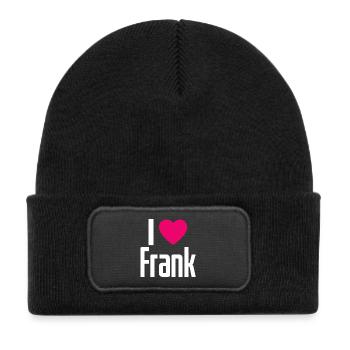 I Love Frank Pink Heart I Love Frank - Kids' Recycled Patch Beanie - black - Front