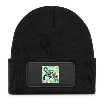 turtle - Kids' Recycled Patch Beanie - black - Front