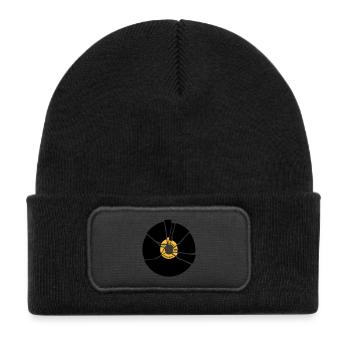 broken record vinyl cd - Kids' Recycled Patch Beanie - black - Front