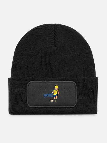Teufelskicker Anpfiff Schriftzug Und Moritz - Kinder Recycelter Patch Beanie - Schwarz