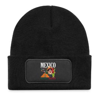 Fierté du Mexique & Maison Drapeau du Mexique - Bonnet enfant en polyester recyclé avec patch - noir - Devant