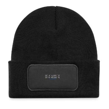 Coordonnées GPS Stockholm Suède - Bonnet enfant en polyester recyclé avec patch - noir - Devant