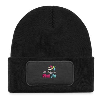 Easily distracted by Nail Art Nail Tech - Kids' Recycled Patch Beanie - black - Front