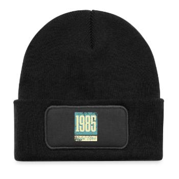 1985 Anniversaire de naissance Année de naissance - Bonnet enfant en polyester recyclé avec patch - noir - Devant