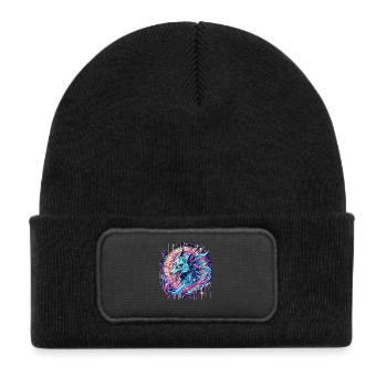 Tête de renard psychédélique Goa Art - Bonnet enfant en polyester recyclé avec patch - noir - Devant