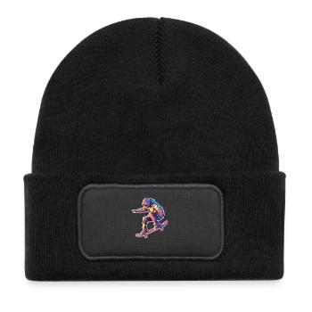 Skateur rétro - Bonnet enfant en polyester recyclé avec patch - noir - Devant