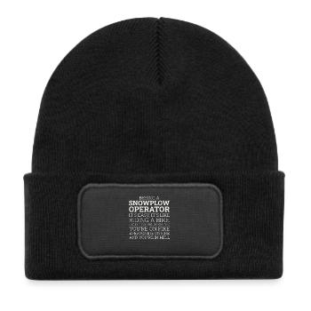 Snowplow Operator Riding A Bike Schneepflugfahrer - Kinder Recycelter Patch Beanie - Schwarz - Vorne