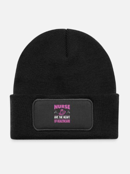 Lustige Krankenschwester Geschenke Krankenpflege Outfits - Kinder Recycelter Patch Beanie - Schwarz - Vorne
