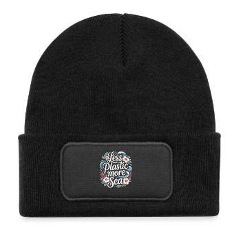 Less Plastic More Sea – Environmental Design Flowers - Kids' Recycled Patch Beanie - black - Front