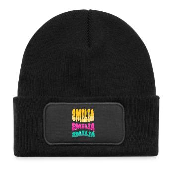 Emilia - Bonnet enfant en polyester recyclé avec patch - noir - Devant