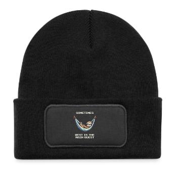 Sometimes Resting Is the Main Quest | Balance - Kids' Recycled Patch Beanie - black - Front