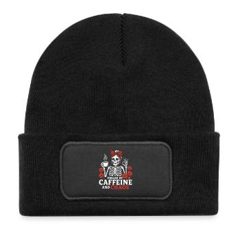 Mutter Koffein Mutter Skelett Kaffee - Kinder Recycelter Patch Beanie - Schwarz - Vorne