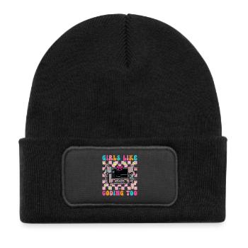Mädchen programmieren auch gerne für Frauen. - Kinder Recycelter Patch Beanie - Schwarz - Vorne