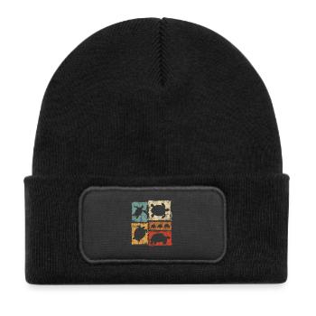 Turtles in Perspective Vintage Print - Kids' Recycled Patch Beanie - black - Front