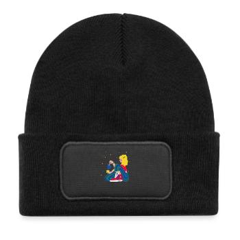 Fille de Noël avec des étoiles rouge-bleu-vert - Bonnet enfant en polyester recyclé avec patch - noir - Devant