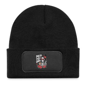Mutter Koffein Mutter Skelett Kaffee - Kinder Recycelter Patch Beanie - Schwarz - Vorne