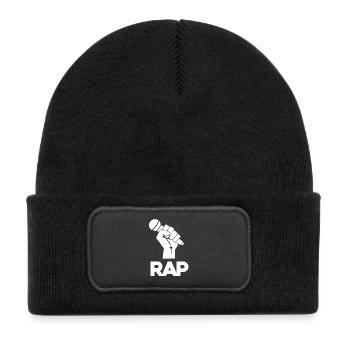Rap Mic Silhouette - Kids' Recycled Patch Beanie - black - Front