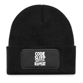 Code Sleep Repeat – Keyboard Coder Humor - Kinder Recycelter Patch Beanie - Schwarz - Vorne