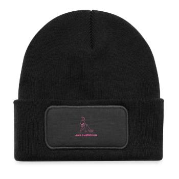 exe ausführen Sys ADMIN Systemadministrator Pink - Kinder Recycelter Patch Beanie - Schwarz - Vorne