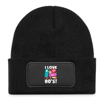 Retour rétro au design vintage des années 80 - Bonnet enfant en polyester recyclé avec patch - noir - Devant