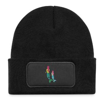 Sea Junior Grey Mother Daughter - Kids' Recycled Patch Beanie - black - Front