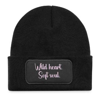 Wild Heart Gentle Soul - Kids' Recycled Patch Beanie - black - Front