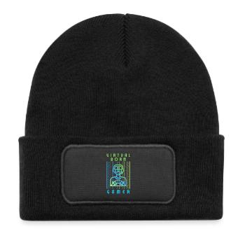 Virtual born gamer - Kids' Recycled Patch Beanie - black - Front
