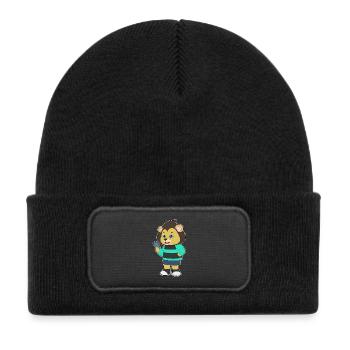Lion Smartphone - Kids' Recycled Patch Beanie - black - Front