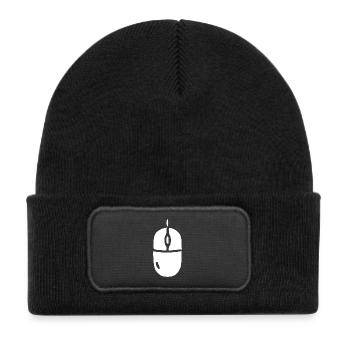Computer Maus Büro Geschenk - Kinder Recycelter Patch Beanie - Schwarz - Vorne