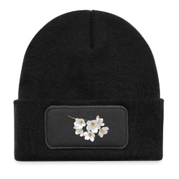 Japanese cherry blossoms white - Kids' Recycled Patch Beanie - black - Front