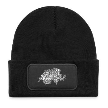 Switzerland dialect white - Kids' Recycled Patch Beanie - black - Front