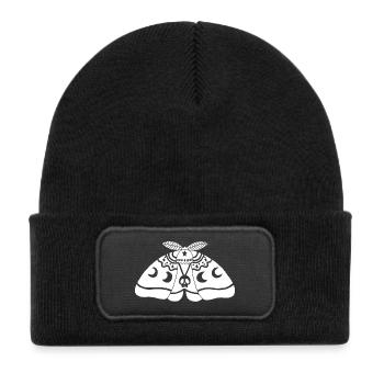 White moth - Kids' Recycled Patch Beanie - black - Front