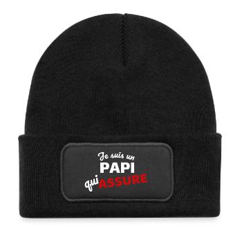 Assertive expression of paternity - Kids' Recycled Patch Beanie - black - Front