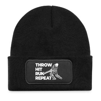 Throwing, hitting, repeating races - Kids' Recycled Patch Beanie - black - Front