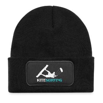 Ride the Wind – Kitesurf Style - Kinder Recycelter Patch Beanie - Schwarz - Vorne